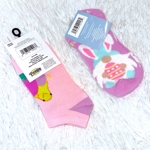 💛 Peeps and Gnome Pink and Purple Easter Ankle Socks NWT - Picture 2 of 2
